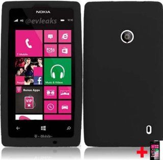Nokia Lumia 521 SOLID BLACK SOFT GEL SILICONE PLASTIC SKIN RUBBER MOBILE PHONE CASE + SCREEN PROTECTOR, FROM [TRIPLE8ACCESSORIES] Cell Phones & Accessories