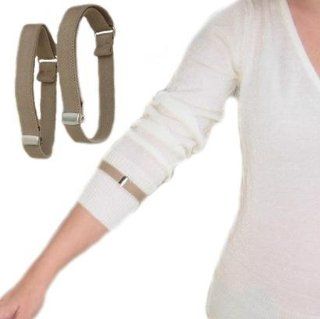 Light Khaki Elastic Adjustable Armbands / Shirt Garters / Sleeve Hold Ups   Unisex Beauty