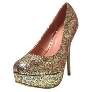 Luxury Divas Sexy Multi Color Glitter Platform High Heel Pumps Size 9 Shoes