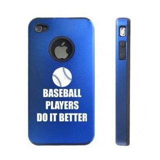 Apple iPhone 4 4S Blue D7263 Aluminum & Silicone Case Cover Baseball Players Do It Better Cell Phones & Accessories