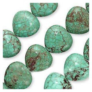 Turquoise Heart Beads 16mm Stabilized /15 Inch Strand