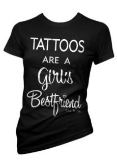 Cartel Ink TATTOOS ARE A GIRLS BEST FRIEND Women's Black Cotton T Shirt MEDIUM