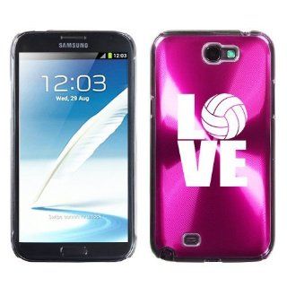 Samsung Galaxy Note 2 II N7100 Hot Pink 2F1881 Aluminum Plated Hard Case LOVE Volleyball Cell Phones & Accessories