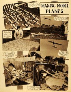 1934 Model Airplane Toy Plane Factory Manufacturing   Original Photogravure   Prints