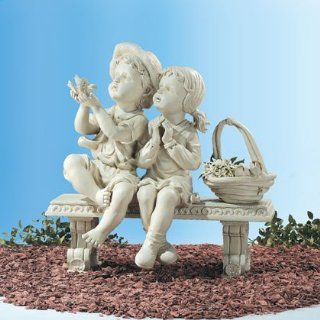 Garden Boy And Girl Bench   Collectible Figurines