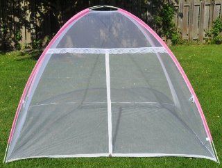 Portable see through mosquito net canopy, camping fun insect shield and bug screening tent Put cots, sleeping bag, small furniture & pool inside 70"(W)X76"(L)X56"(tip height)  Sports & Outdoors
