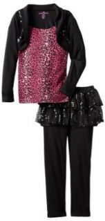 Almost Famous Girls 7 16 Shrug Animal Print Set, Black Leopard, 14 16 Years Pants Clothing Sets Clothing