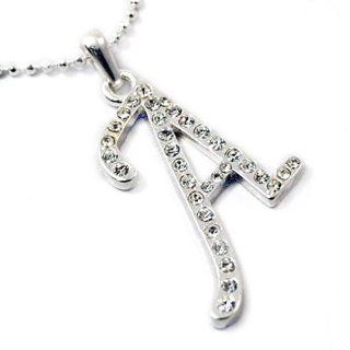 Clear Crystal Name Initial Letter Pendant Necklace    Many Letters To Choose From, Letter A Jewelry