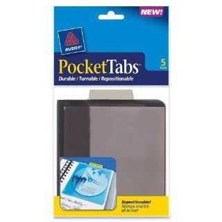 PocketTab Repositionable Storage Pockets, 5 x 5 1/2, Taupe, 5/Pack