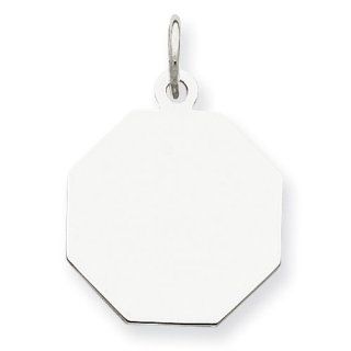 Sterling Silver Engraveable Octagon Disc Charm   JewelryWeb Clasp Style Charms Jewelry