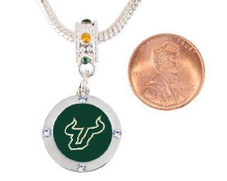 University of South Florida Charm with Connector Will Fit Pandora, Troll, Biagi, and More. Can Also Bee Worn As a Pendant  Sports Fan Necklaces  Sports & Outdoors
