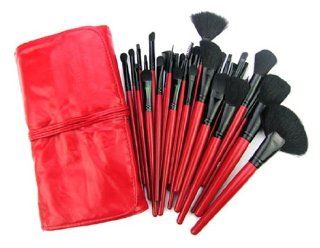 Finding Color 32 Wool Cosmetic Makeup Brush Set (Red)  Beauty