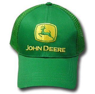 JOHN DEERE TRUCKER HAT CAP MESH FARM LOGO GREEN ADJ Sports & Outdoors
