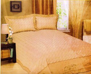 Trousseau Brand New 100% Cotton 250 TC Quilted and Embroidered Bedspread with Shams, King, Sage  