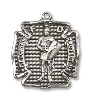 Sterling Silver St. Florian Medal Pendant Charm with 24" Stainless Chain in Gift Box, Patron Saint of (Patronage) Fireman, Fire Fighters, Against Battles, Against Fire, Austria, Barrel makers, Brewers, Chimney Sweeps, Coopers, Drowning, Fire Preventio