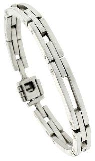 Sterling Silver Men's Bar Cut Outs Link Bracelet (Also Available in 8 and 8.5 in.), 9/32 in. (7mm) wide, 7.5 in. Jewelry