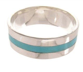 Southwestern Turquoise Sterling Silver Ring Size 7 1/4 PS59624 SilverTribe Jewelry