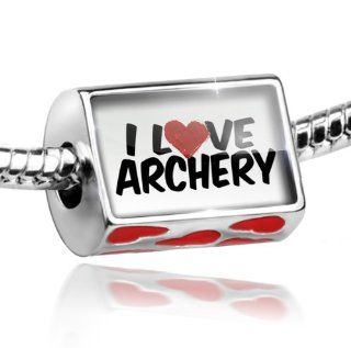 Bead with Hearts I Love Archery   Charm Fit All European Bracelets , Neonblond NEONBLOND Jewelry