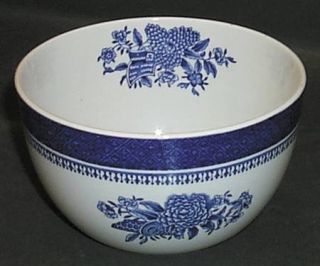 Spode Fitzhugh Blue Open Rice/Sugar Bowl, Fine China Dinnerware   Blue Band,Flow
