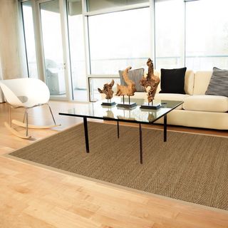 Tide Natural Herringbone Seagrass Rug With Khaki Cotton Border (9 X 12)