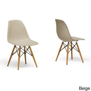 Azzo Beige Plastic Mid century Modern Shell Chairs (set Of 2)