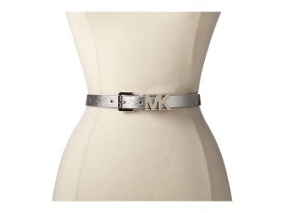 MICHAEL Michael Kors 20mm Saffiano Belt with/ Graphic MK Logo Loop Womens Belts (Silver)