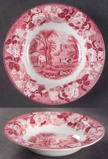Enoch Wood & Sons English Scenery Pink (Older,Smooth) Rim Cereal Bowl, Fine Chin