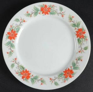 Trisa 1693 (China) Salad Plate, Fine China Dinnerware   Poinsettia & Holly