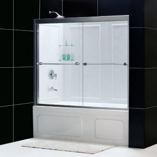 Dreamline DL699604CL Bathtub Shower Door, 56 to 59 Duet Frameless Bypass Sliding amp; QWALLTub Backwalls Kit