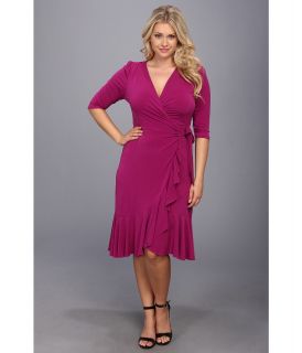 Kiyonna Whimsy Wrap Dress Womens Dress (Purple)
