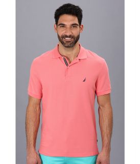 Nautica S/S Performance Deck Solid Polo Shirt Mens Short Sleeve Pullover (Pink)