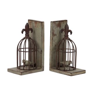 Urban Trends Collection 10 inch Resin Bird Cage Bookends (set Of 2)