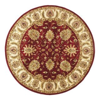 Hand tufted Agra Red/ Gold Wool Rug (6 Round)