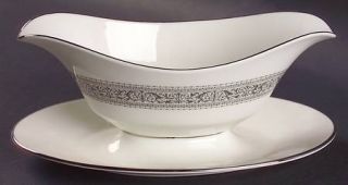 Oxford (Div of Lenox) Filigree Gravy Boat with Attached Underplate, Fine China D