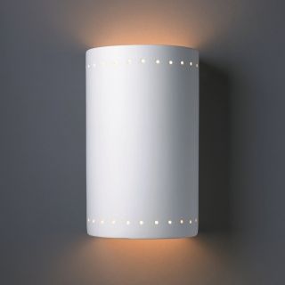 2 light Cylindrical Ceramic Bisque Wall Sconce