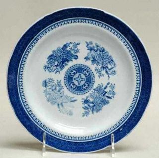 Spode Fitzhugh Blue Salad Plate, Fine China Dinnerware   Blue Band,Flowers,Scall