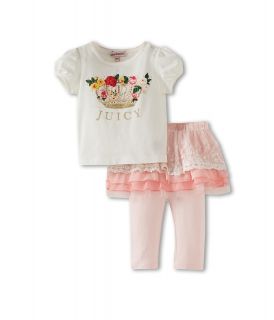 Juicy Couture Kids 2 Piece S/S Legging Set With Skirt Girls Sets (White)