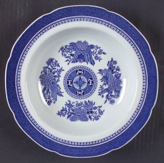 Spode Fitzhugh Blue Large Rim Soup Bowl, Fine China Dinnerware   Blue Band,Flowe