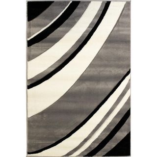 Waves Hand carved Modern Grey/ White Area Rug (33 X 5)