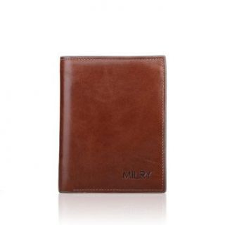 Milry Brown Leather Vertical Wallet for Men Bifold C0041 at  Men�s Clothing store