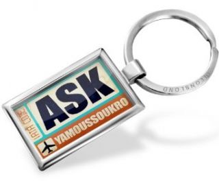 Keychain Airportcode ASK Yamoussoukro   Neonblond Novelty Keychains Clothing