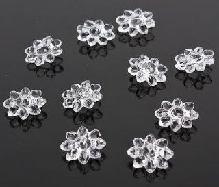 Bulk Package of Clear Flower Acrylic Beads. Package of Approximately 150 Pieces   Each Flower Is 20mm Wide and 10mm Thick.