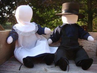 Traditional Handmade Amish Girl and Boy Doll Set, Approximately 15" Each. Handmade By the Ohio Amish on the Old fashioned Treadle Sewing Machine. Arms and Legs Swivel for Adjustment. Clothes Are Replication of Authentic Amish Clothing and Are Made By 