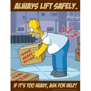 Simpsons Lifting and Backs Safety Poster   Always Lift Safely If It's Too Heavy Ask For Help Industrial Warning Signs