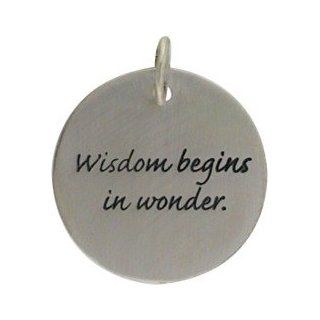 Inspirational Round WISDOM BEGINS IN WONDER Word Pendant in Sterling Silver, #7612 Taos Trading Jewelry Jewelry