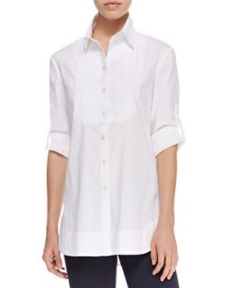 Armani Collezioni Stretch Poplin Tuxedo Shirt, White