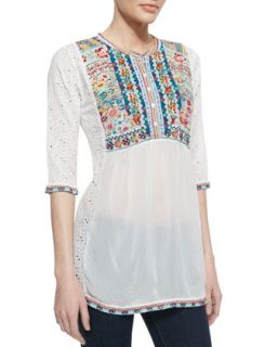 Johnny Was Collection Georgia Peach Embroidered Blouse, Amaranthe