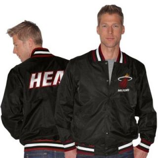 Miami Heat Heritage Satin Varsity Jacket   Black