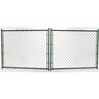 5 ft x 10 ft Green Galvanized Steel Chain Link Drive Gate