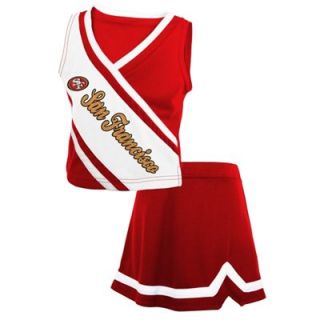 San Francisco 49ers Youth Girls Team Spirit 2 Piece Cheerleader Set   Scarlet/White   FansEdge